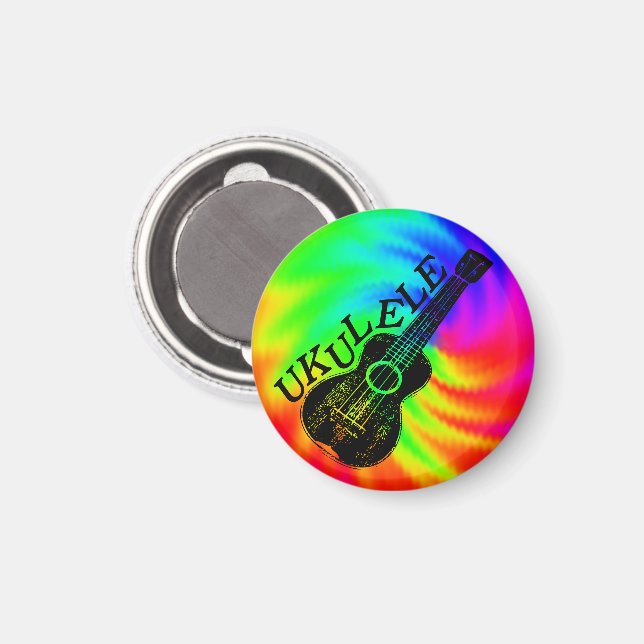Farbenfrohe Psychedelic Ukulele Image Magnet (Vorderseite/Rückseite)
