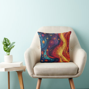 Farbenfrohe psychedelische Abstrakte Kunst Kissen