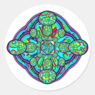 Farbenfrohe psychedelische Blase Universum v2 Runder Aufkleber