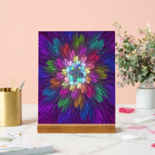 Farbenfrohe Psychedelische Blume Abstraktes Frakta Acrylschild