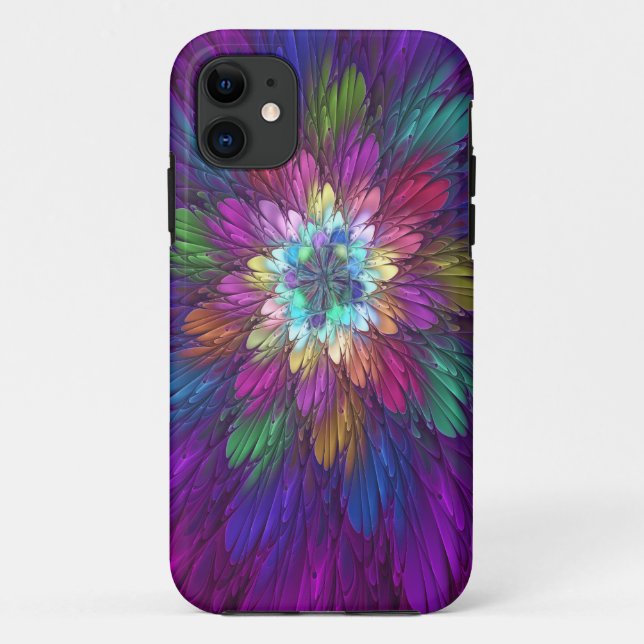 Farbenfrohe Psychedelische Blume Abstraktes Frakta Case-Mate iPhone Hülle (Rückseite)