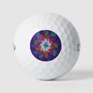 Farbenfrohe Psychedelische Blume Abstraktes Frakta Golfball