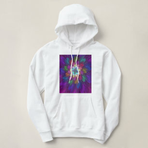 Farbenfrohe Psychedelische Blume Abstraktes Frakta Hoodie