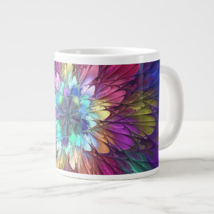 Farbenfrohe Psychedelische Blume Abstraktes Frakta Jumbo-Tasse