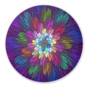 Farbenfrohe Psychedelische Blume Abstraktes Frakta Keramikknauf