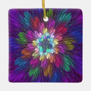 Farbenfrohe Psychedelische Blume Abstraktes Frakta Keramikornament