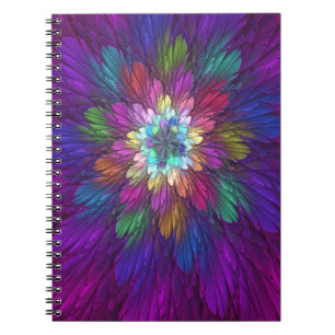 Farbenfrohe Psychedelische Blume Abstraktes Frakta Notizblock