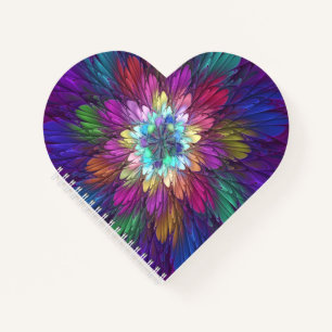Farbenfrohe Psychedelische Blume Abstraktes Frakta Notizbuch