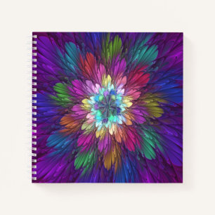 Farbenfrohe Psychedelische Blume Abstraktes Frakta Notizbuch