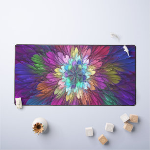 Farbenfrohe Psychedelische Blume Abstraktes Frakta Schreibtischunterlage