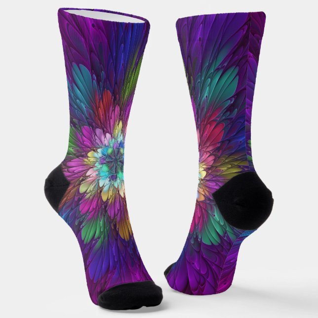 Farbenfrohe Psychedelische Blume Abstraktes Frakta Socken (Gewinkelt)