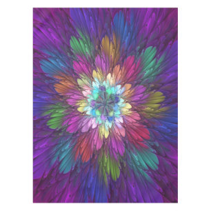 Farbenfrohe Psychedelische Blume Abstraktes Frakta Tischdecke