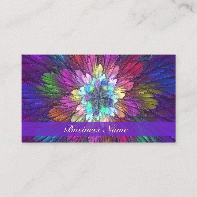 Farbenfrohe Psychedelische Blume Abstraktes Frakta Visitenkarte (Vorderseite)