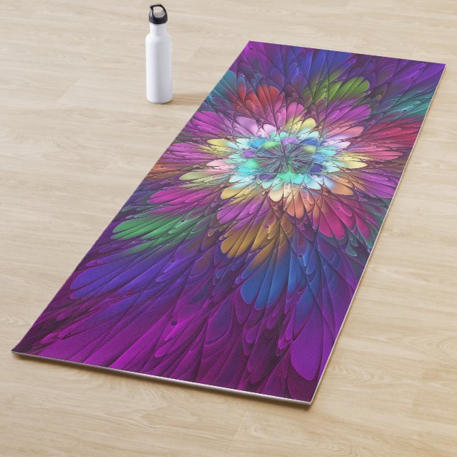 Farbenfrohe Psychedelische Blume Abstraktes Frakta Yogamatte (Beispiel)