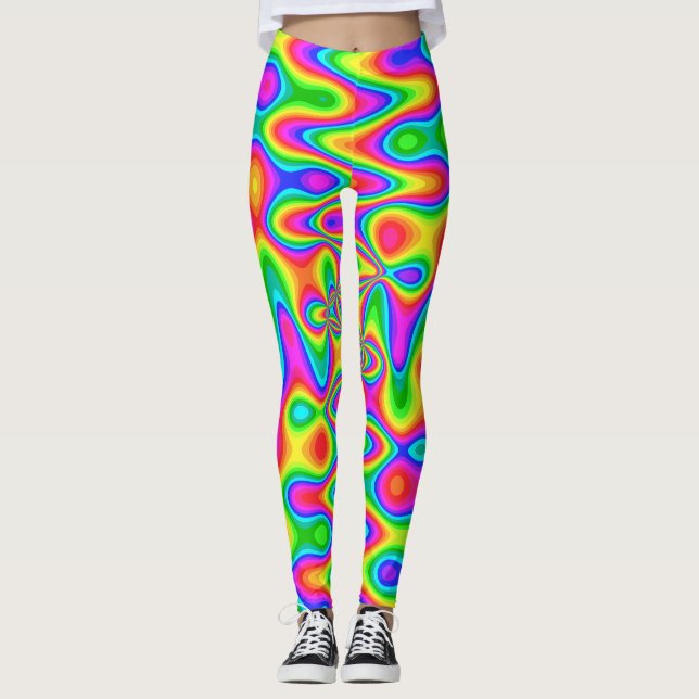Farbenfrohe Psychedelische Leggings (Vorderseite)