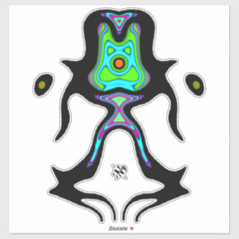 Farbenfrohe psychedelische meditierende Alien v2 Aufkleber