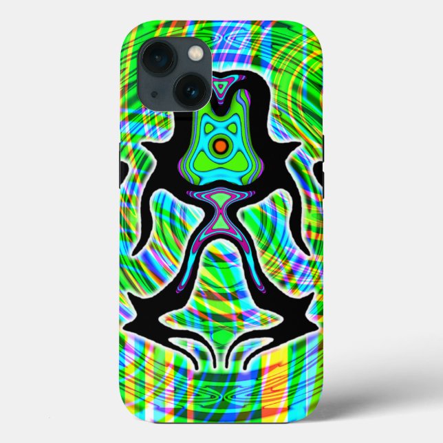 Farbenfrohe psychedelische meditierende Alien v3 Case-Mate iPhone Hülle (Rückseite)