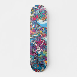 Farbenfrohe, psychedelische Meerestiere Skateboard