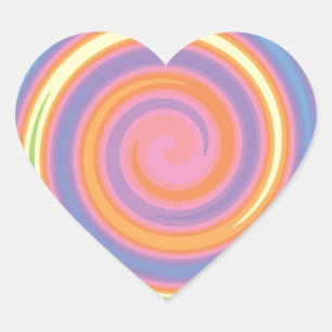 Farbenfrohe psychedelische Pinwheel wirbeln Design Herz-Aufkleber