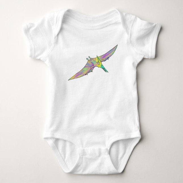 Farbenfrohe Pterodactyl Niedlich Baby Dinosaurier  Strampler (Vorderseite)