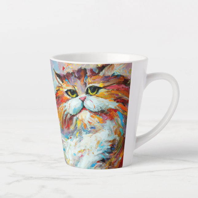 Farbenfrohe Pudgy Cat im Stil von Leonid Afremov. Milchtasse (Rechts)