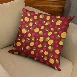 Farbenfrohe Pumpkin Acorn Kastanie Berries Muster Kissen