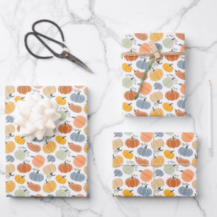 Farbenfrohe Pumpkin Gourd Pattern Geschenkpapier Set