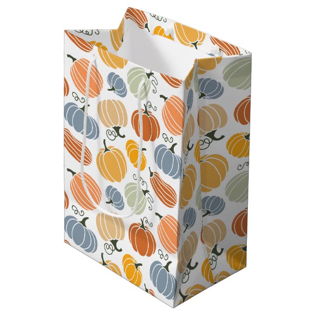 Farbenfrohe Pumpkin Gourd Pattern Mittlere Geschenktüte (Vorderseite Schrägansicht)