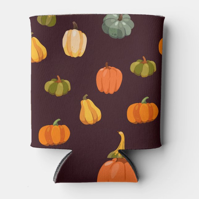 Farbenfrohe Pumpkins: dunkle Herbsteleganz. Dosenkühler (Vorderseite)