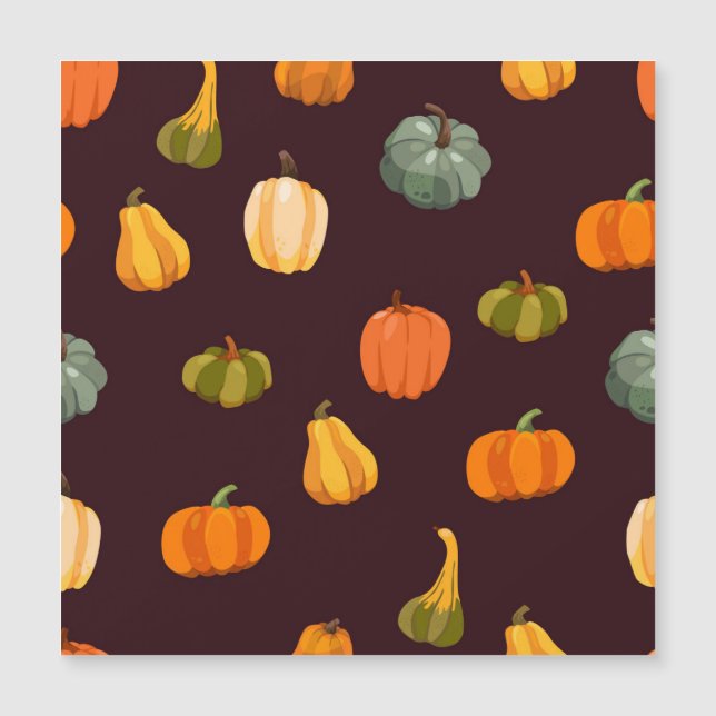 Farbenfrohe Pumpkins: dunkle Herbsteleganz. Magnetkarte (Vorderseite)