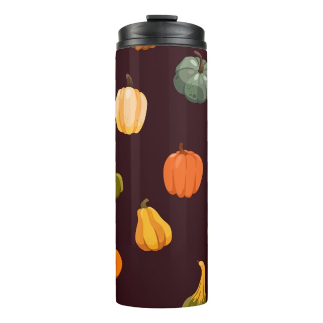 Farbenfrohe Pumpkins: dunkle Herbsteleganz. Thermosbecher (Vorderseite)