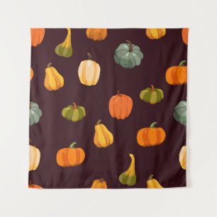 Farbenfrohe Pumpkins: dunkle Herbsteleganz. Wandteppich