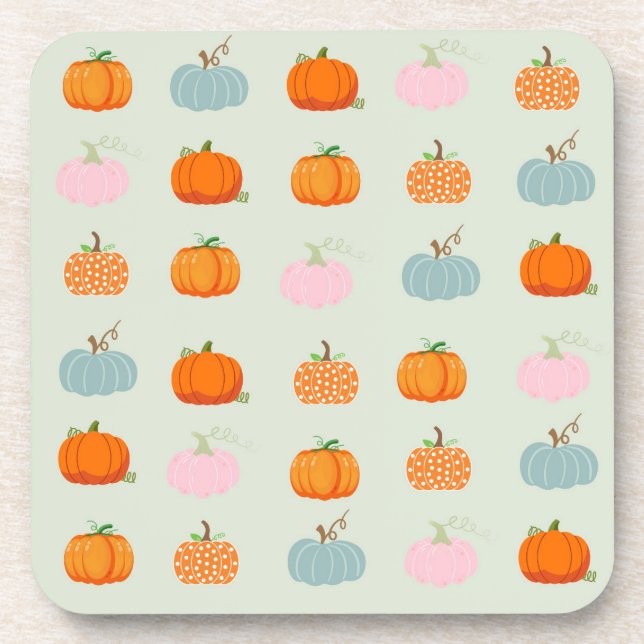 Farbenfrohe Pumpkins Getränkeuntersetzer (Vorderseite)