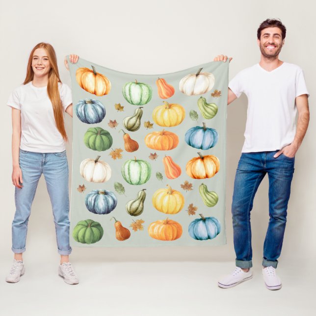 Farbenfrohe Pumpkins Herbstfarbe Fleecedecke (Beispiel)