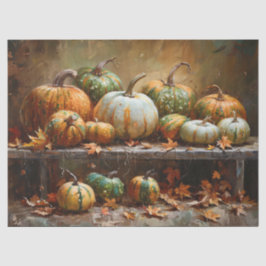 Farbenfrohe Pumpkins Ölgemälde Vintage Decoupage Seidenpapier