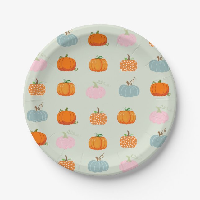 Farbenfrohe Pumpkins Pappteller (Vorderseite)