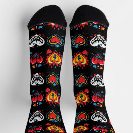 Farbenfrohe Punkherzen Socken