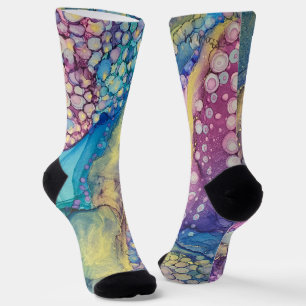 Farbenfrohe Punkte Alkohol-Tinte Abstrakte Kunst V Socken