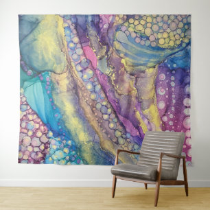 Farbenfrohe Punkte Alkohol Tinte Abstrakte Kunst Wandteppich