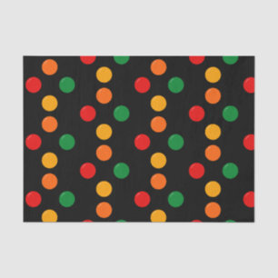 Farbenfrohe Punkte auf schwarzen Retro Mitte Jahrh Seidenpapier