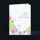 Farbenfrohe Punkte Happy Birthday Foster Daughter Karte<br><div class="desc">Kreise,  Blasen,  mädchenhaft,  modern,  Punkte,  Flecken,  Polka Dot,  Mutter,  stilvoll,  farbenfroh,  Mutter,  Geburtstag,  "Happy Geburtday",  heute,  modern,  weiß,  multicolor,  bunt,  hübsch,  weiblich,  mädchenhaft,  trendig,  weiblich,  "Pflegetochter",  Pflegetochter,  Tochter</div>