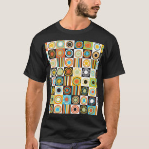 Farbenfrohe Punkte, Kreise, Streifen Hintergrund. T-Shirt