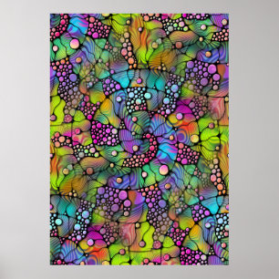 Farbenfrohe Punkte Spiralen Handmalerei 1 Poster
