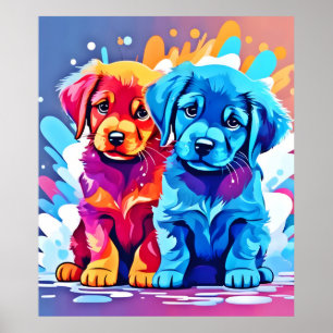 Farbenfrohe Puppy Art Poster