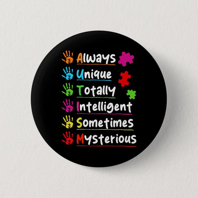 Farbenfrohe Puzzle-Autismus-Bewusstsein völlig Int Button (Vorderseite)