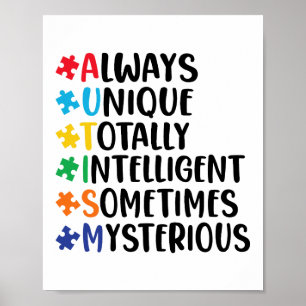 Farbenfrohe Puzzle Piece Autismus-Unterstützung Poster