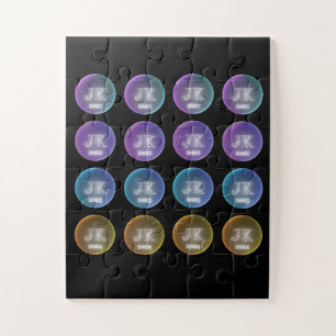 Farbenfrohe Quadrat Design Logo vier Jahre Puzzle
