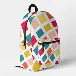 Farbenfrohe Quadrat im Retro-Stil Bedruckter Rucksack