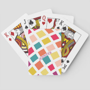 Farbenfrohe Quadrat im Retro-Stil Spielkarten