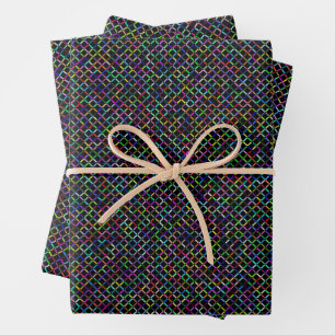 farbenfrohe Quadrate geometrisch einzigartiges Mus Geschenkpapier Set